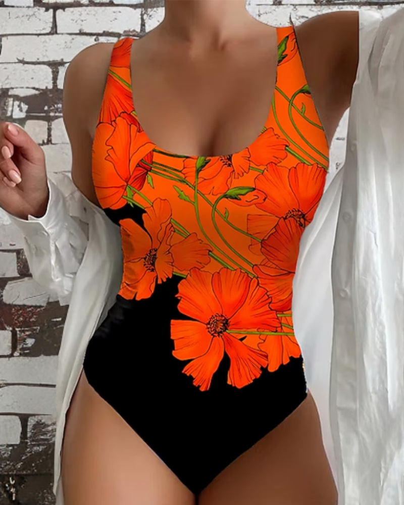 Lucyna — Fato de banho elegante com estampado floral