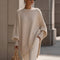 Camisola oversize Giorgia de malha com gola redonda, bege