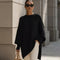 Camisola oversize Giorgia de malha com gola redonda, preto