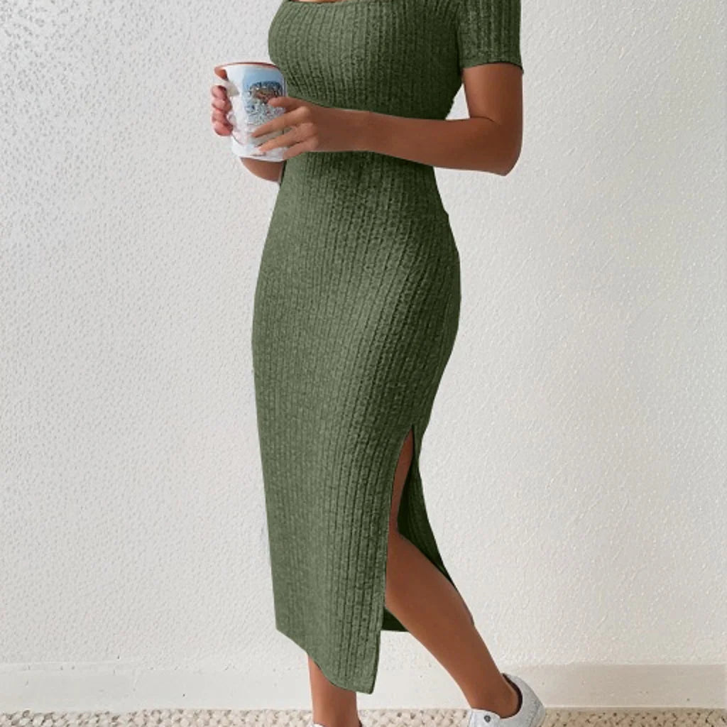 Stefanie® | Vestido de malha com decote quadrado