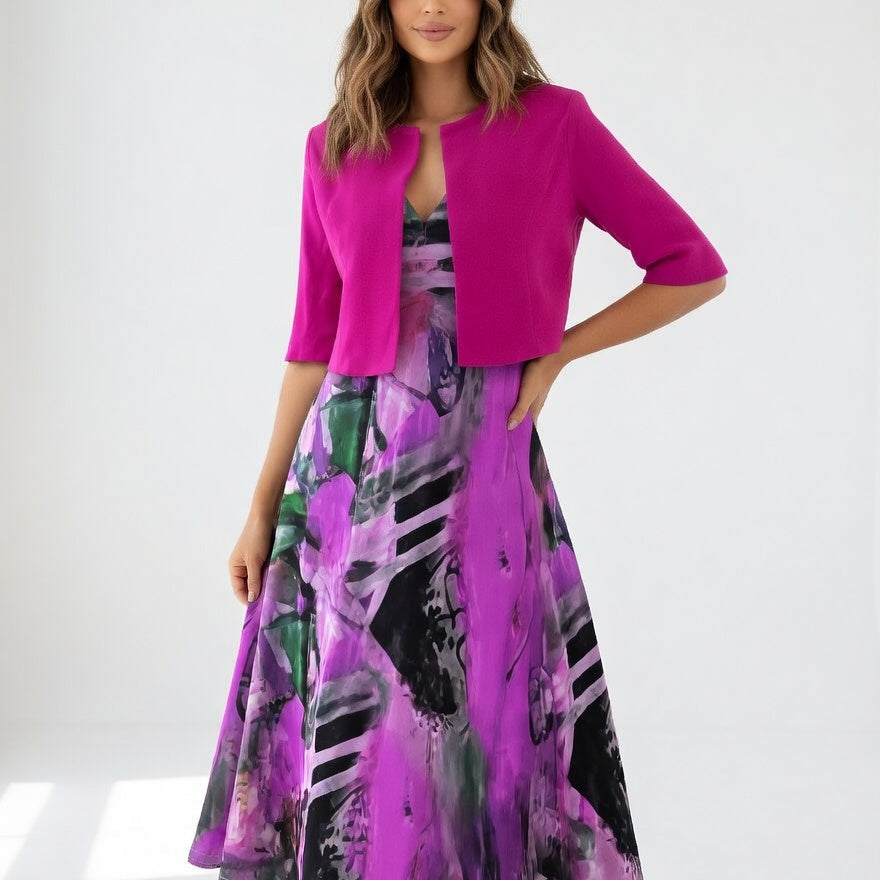 Maéliane - Vestido midi impresso elegante e fluido para Mulher