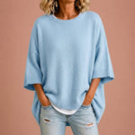 Poncho Stefania de malha, azul-claro