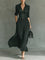 Claudia – Vestido Comprido Plissado com Lapela e Cinto