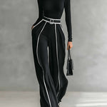 Enrica – Conjunto de Top com Gola Alta e Calças Largas com Cinto