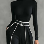 Enrica – Conjunto de Top com Gola Alta e Calças Largas com Cinto