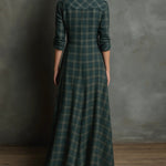 Elettra – Vestido Camiseiro Comprido em Xadrez