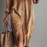 Bettina – Vestido Midi em Bombazina com Botões