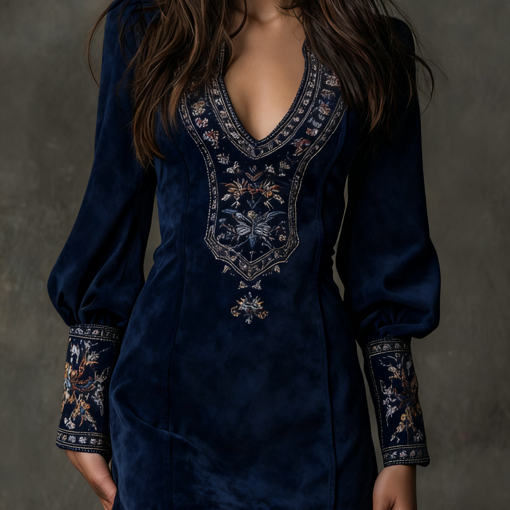 Liza - Robe curta efeito camurça