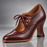 Sapatos de salto Audrey com atacadores em bordeaux
