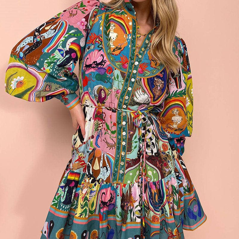 Tamara - Vestido estampado com rendas