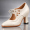 Sapatos de salto Audrey com atacadores em creme