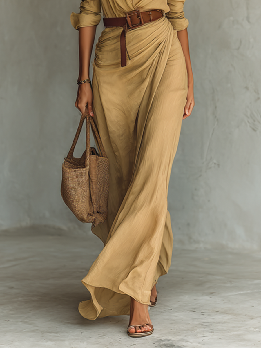 Edda – Vestido Comprido com Gola de Lapela