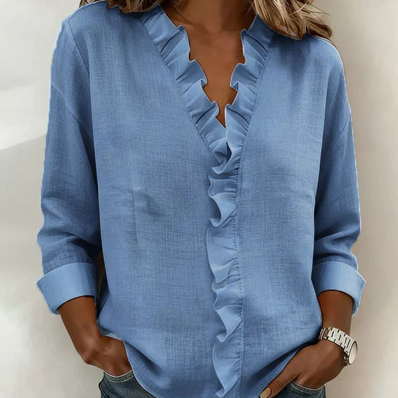 Indie | Blusa com folhos e decote em V