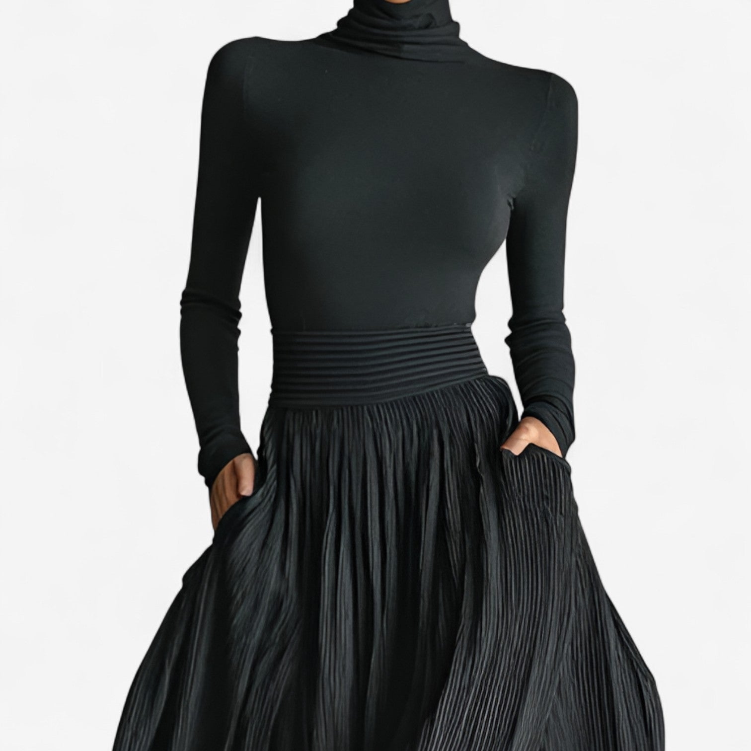 Cinzia – Vestido Maxi de Cintura Subida com Racha Lateral