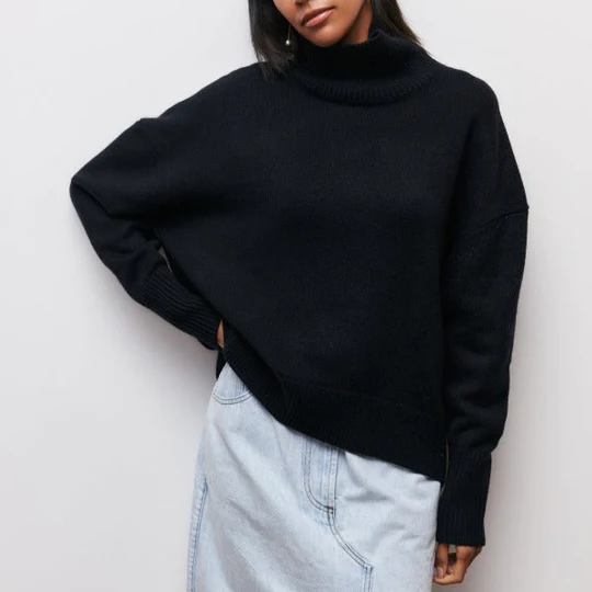 Amélie | Camisola oversize de algodão com gola dobrada