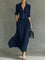 Claudia – Vestido Comprido Plissado com Lapela e Cinto