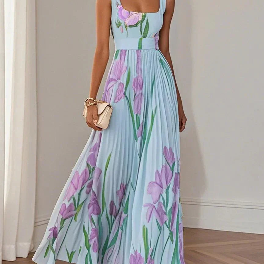 Nina - Vestido longo de Mulher plissado floral