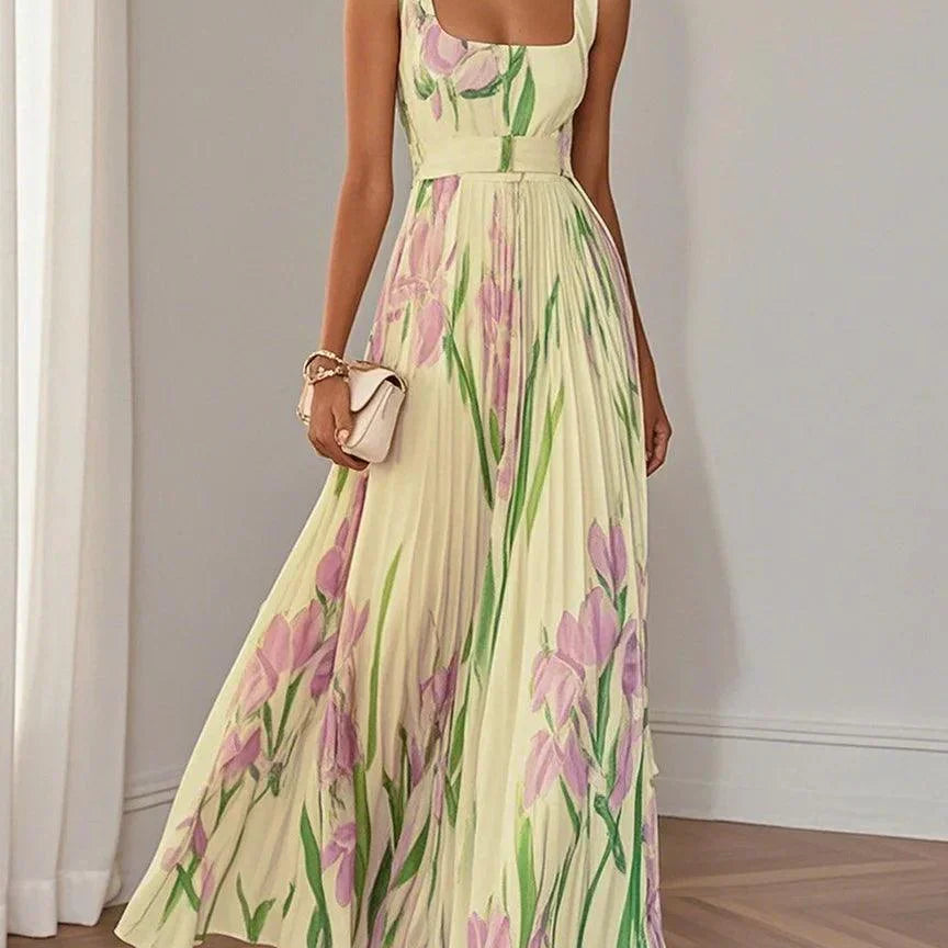 Nina - Vestido longo de Mulher plissado floral