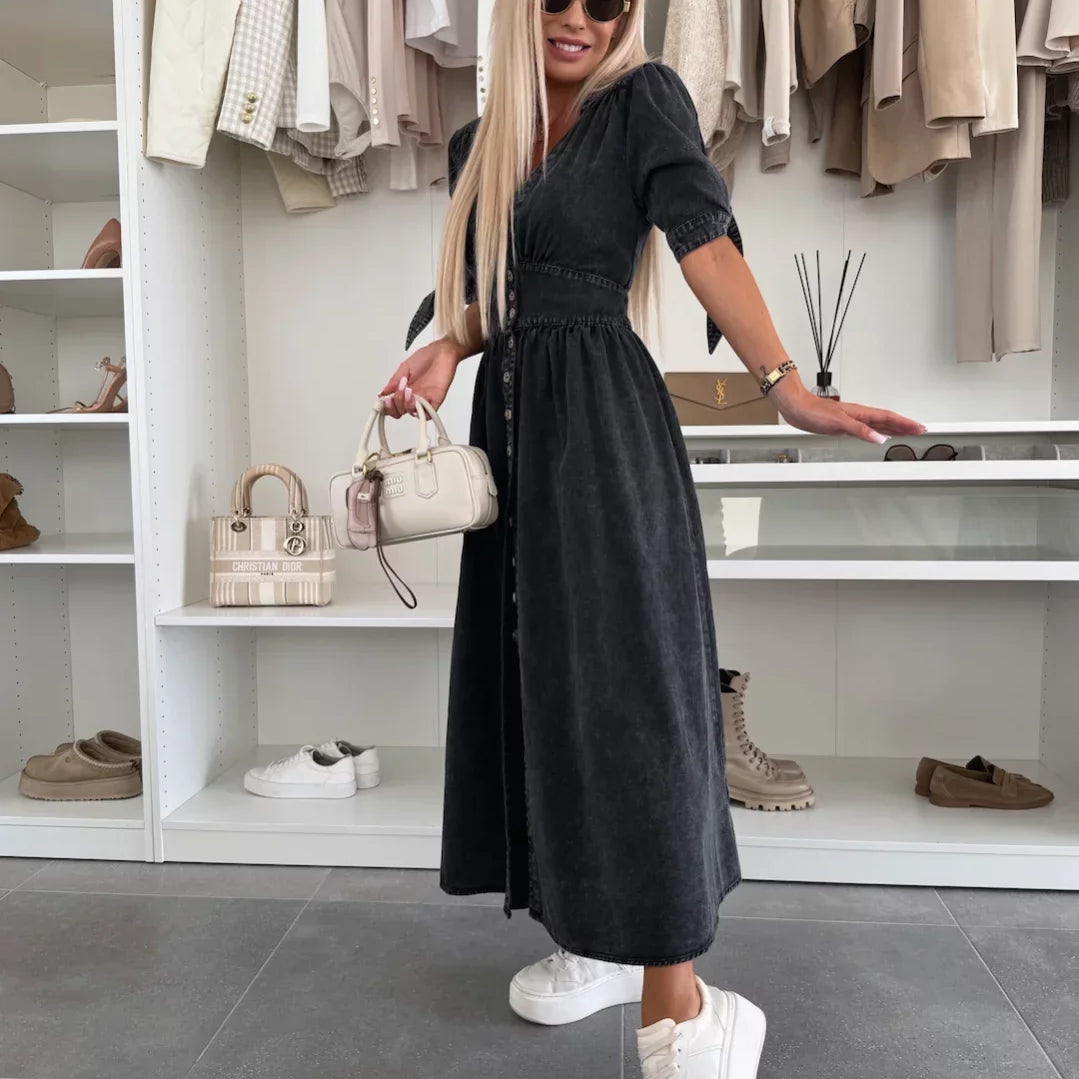 Ivanka | Vestido jeans brilhante