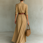 Edda – Vestido Comprido com Gola de Lapela