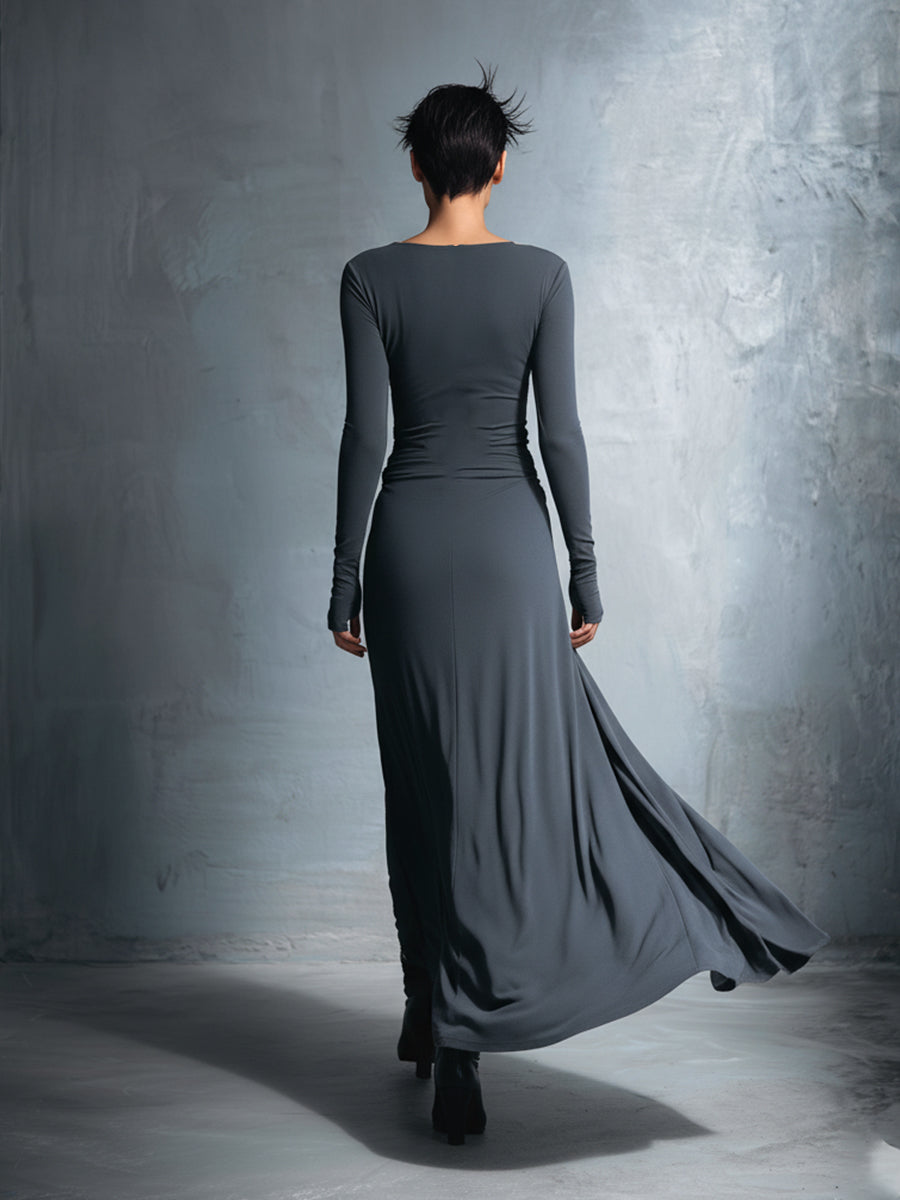 Fernanda – Vestido Maxi Traçado com Nó Lateral