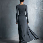 Fernanda – Vestido Maxi Traçado com Nó Lateral