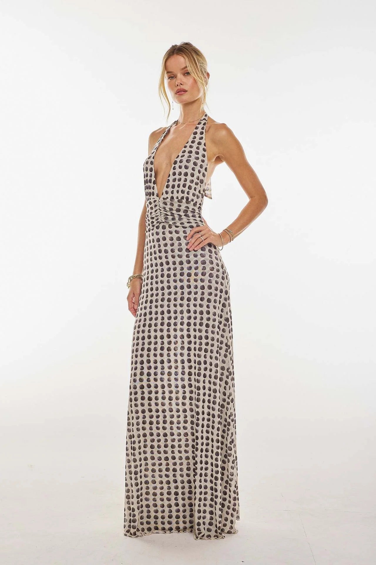 Camoni — Vestido Maxi com Estampado às Bolinhas