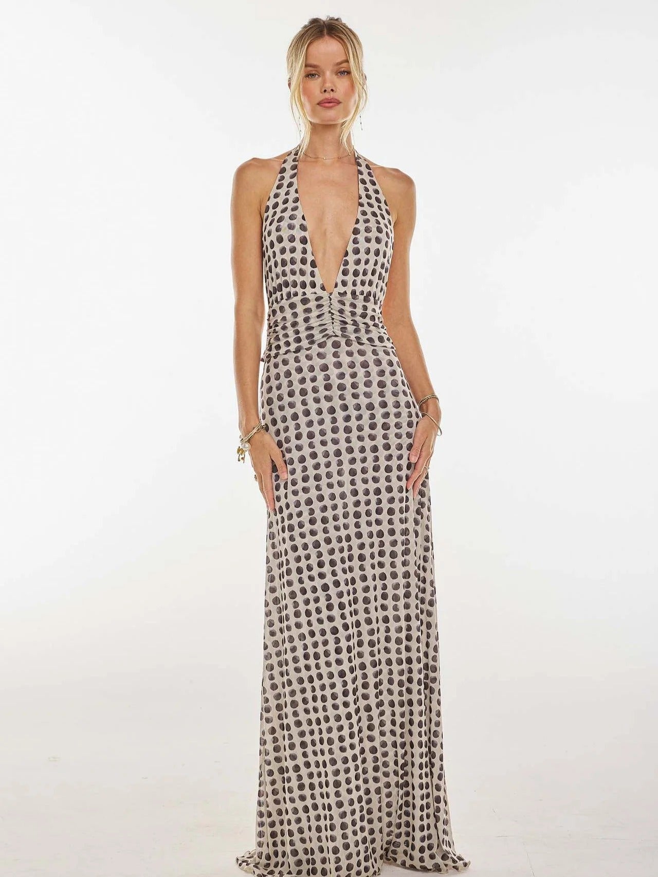 Camoni — Vestido Maxi com Estampado às Bolinhas