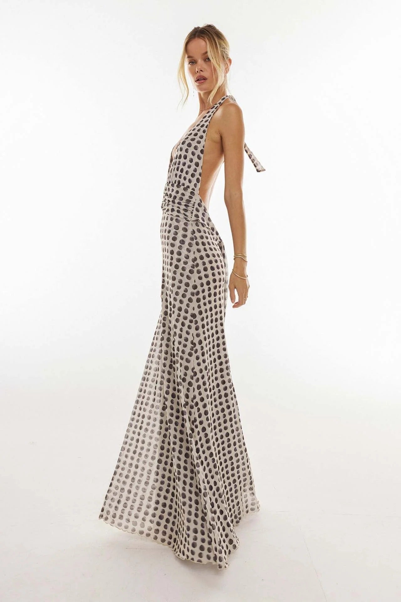 Camoni — Vestido Maxi com Estampado às Bolinhas
