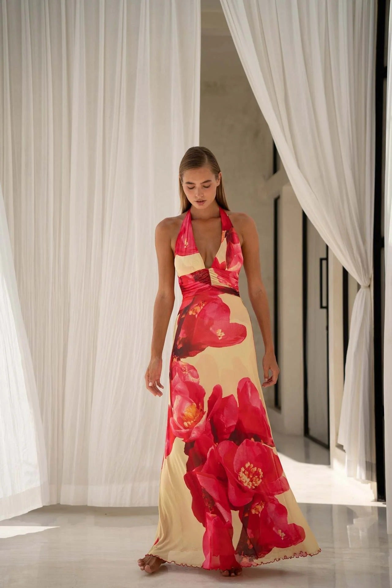 Camoni — Vestido Maxi com Estampado às Bolinhas