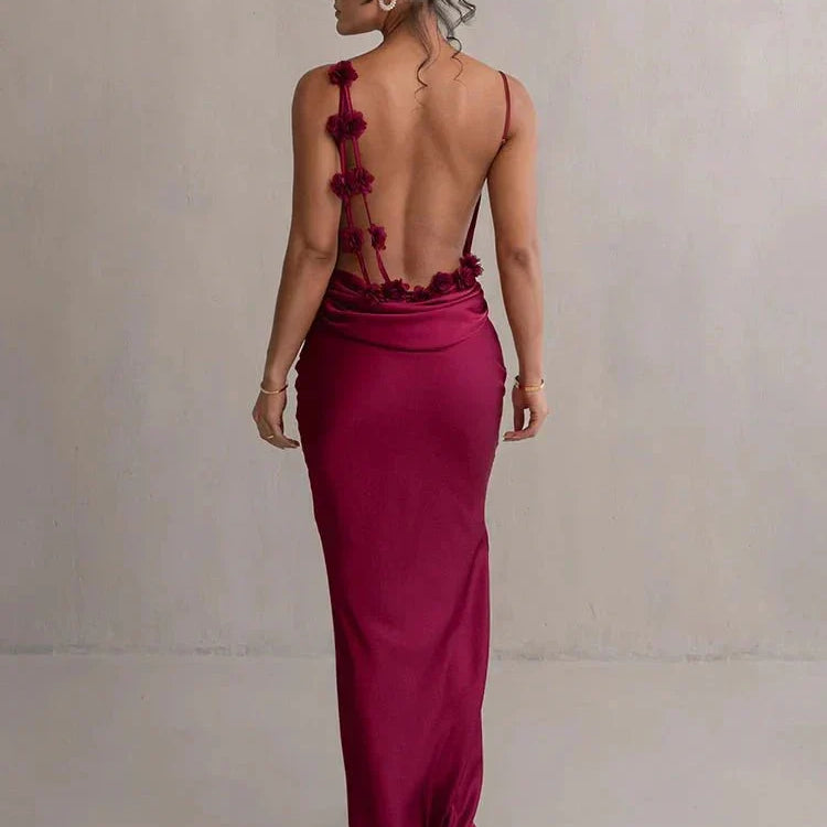 Nina™ | Vestido de festa luxuoso em seda com babados
