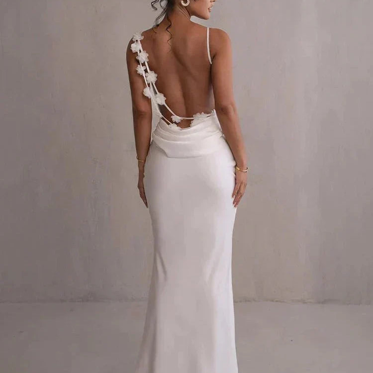 Nina™ | Vestido de festa luxuoso em seda com babados