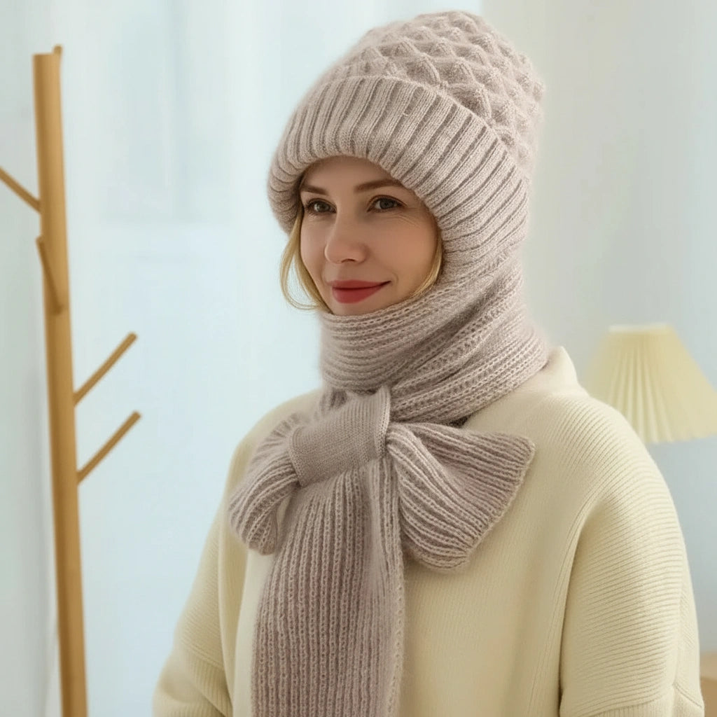 Polar — Gorro e cachecol corta-vento forrados em polar