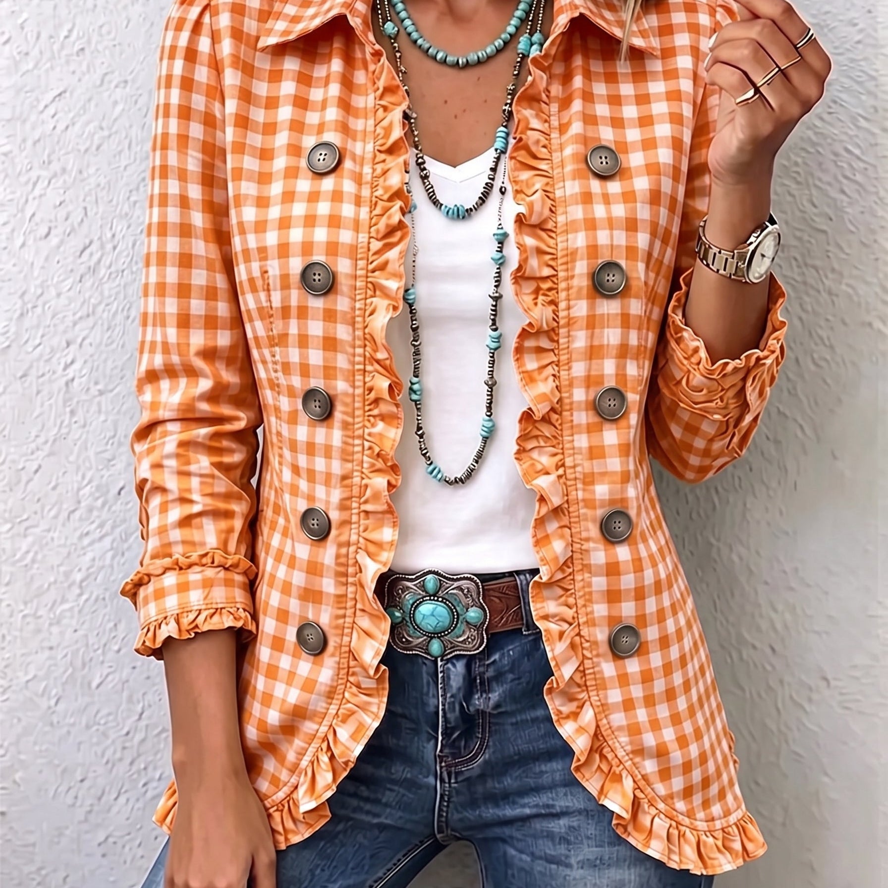 Mariana | Blazer Xadrez Vichy com Folhos