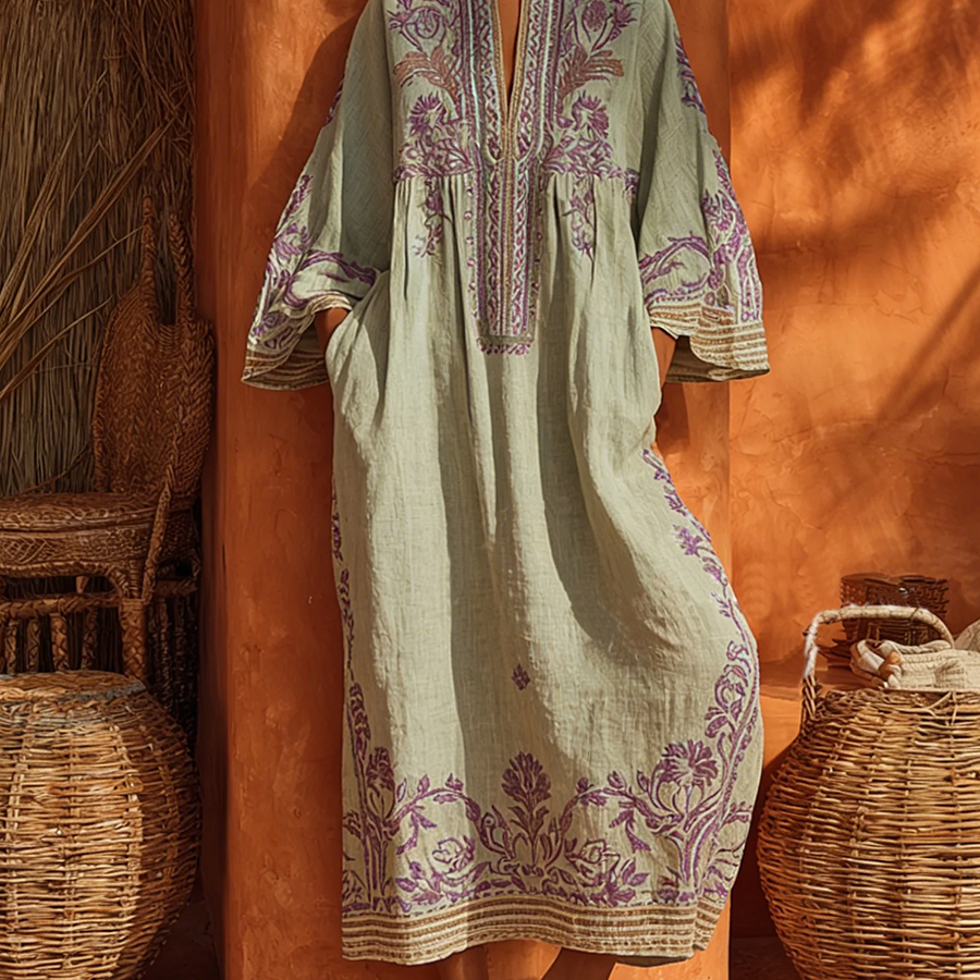 Celestina | Vestido boho bordado com encanto mediterrâneo para Mulher