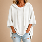 Poncho Mirella de malha com capuz, branco