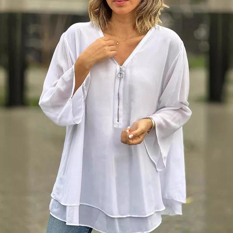 Margot — Blusa de chiffon com fecho