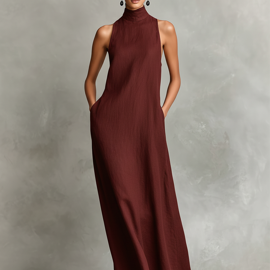 Caterina | Vestido longo preto minimalista para Mulher