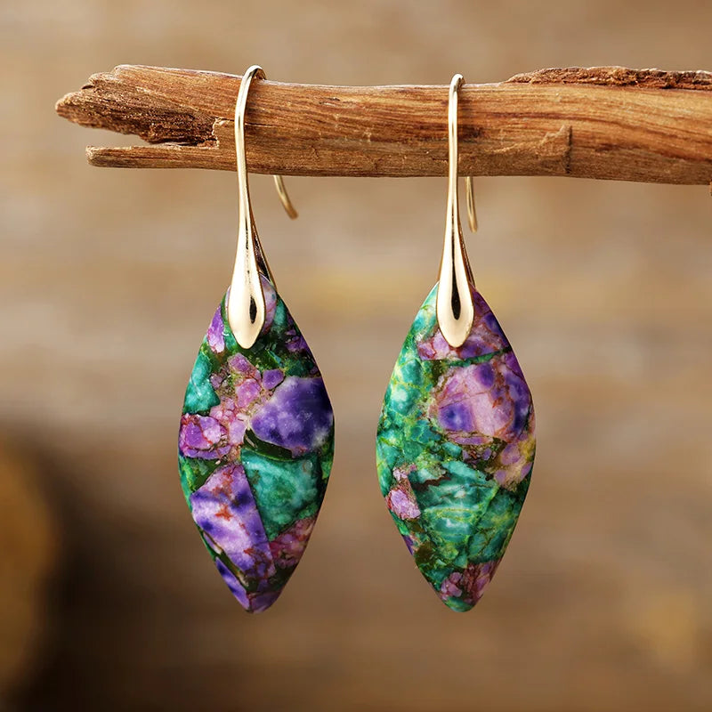 Brincos em Forma de Gota com Pedra Natural