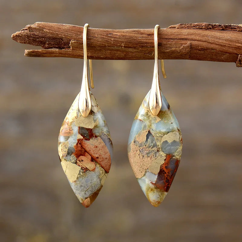 Brincos em Forma de Gota com Pedra Natural