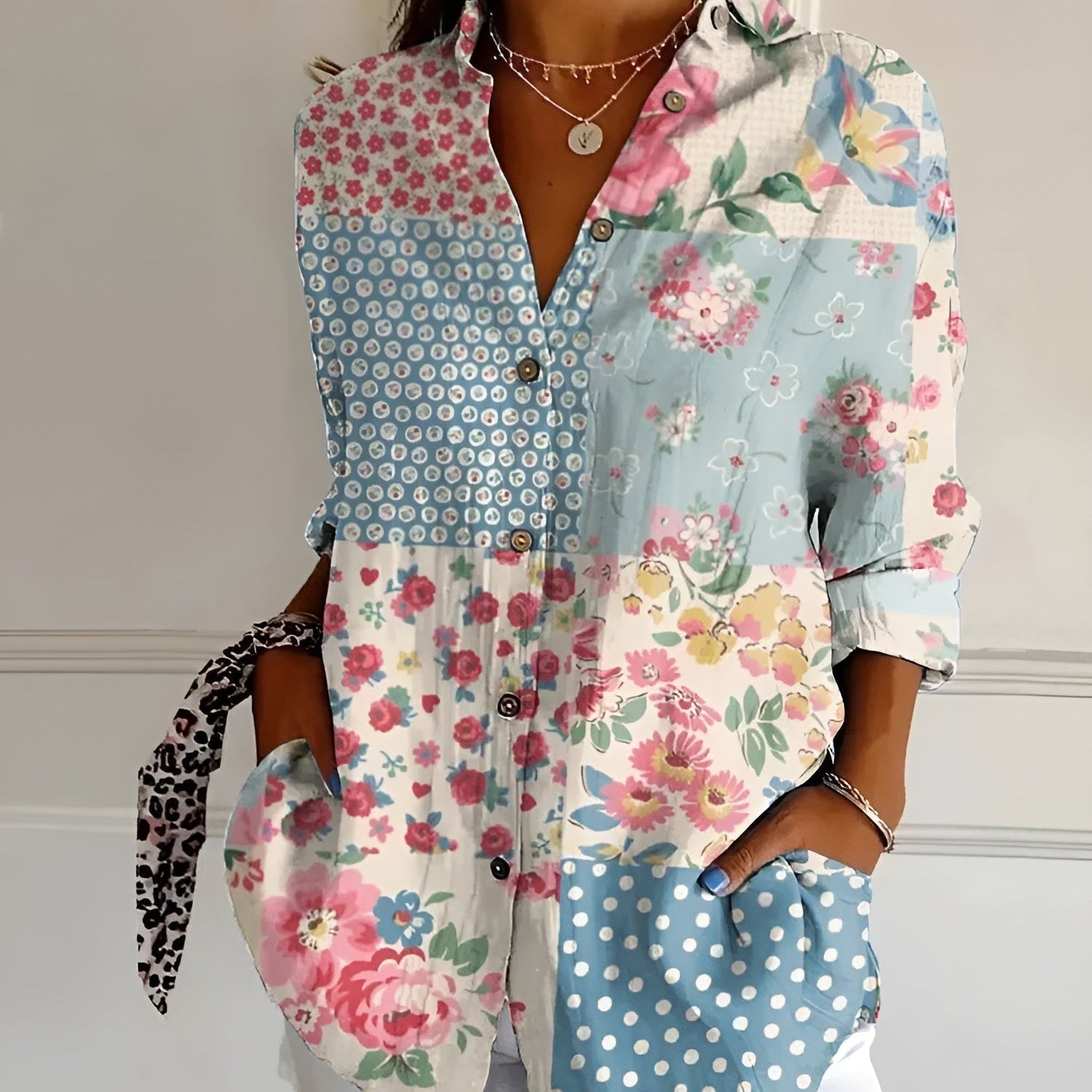 Roberta™ — Camisa Floral de Corte Descontraído