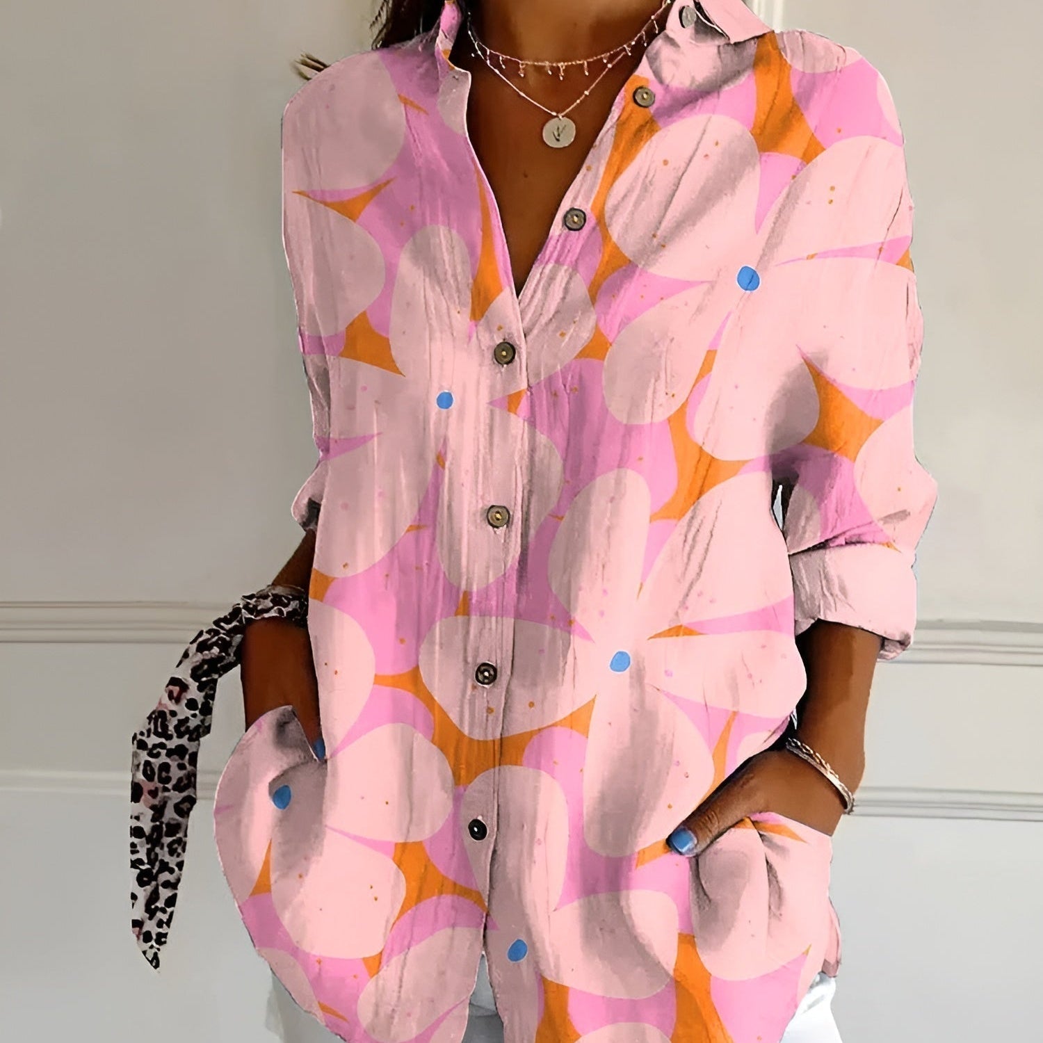 Roberta™ — Camisa Floral de Corte Descontraído