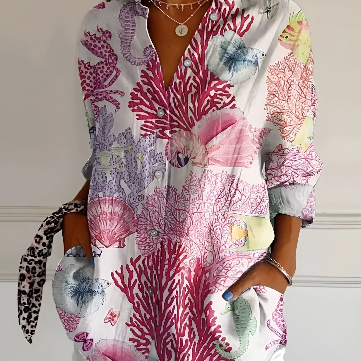 Roberta™ — Camisa Floral de Corte Descontraído